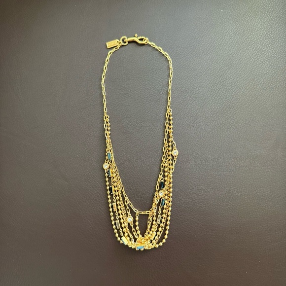New Coach Elegant Gold Multi-Layer Chain Necklace with Gem Accents - Picture 1 of 8